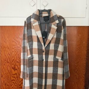 PAIGE Samine long coat in charcoal and tan